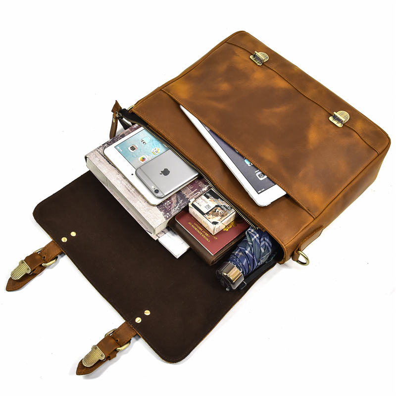 come4buy.com-Cow Leather Laptop Bag Business Briefcase Bag For Men
