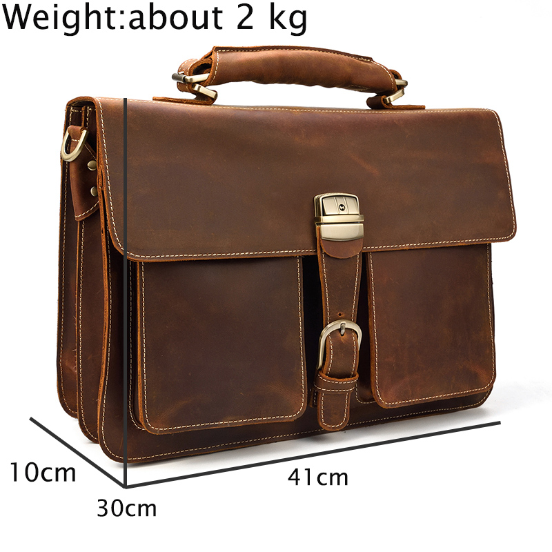 come4buy.com-Men Business Briefcase Cow Leather 15 inch Laptop Bag