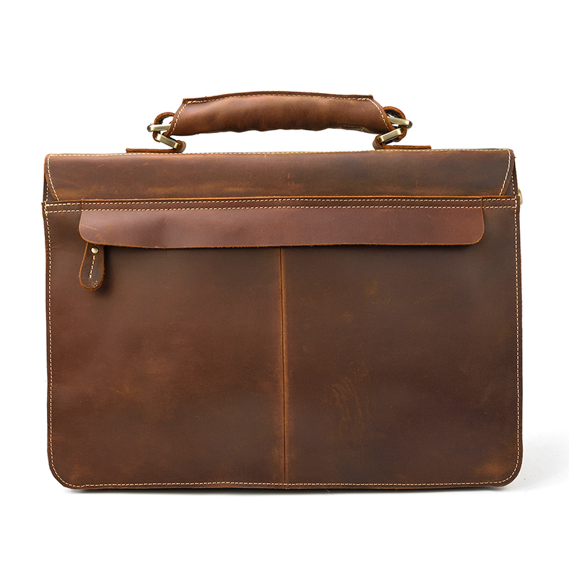 come4buy.com-Men Business Briefcase Cow Leather 15 inch Laptop Bag