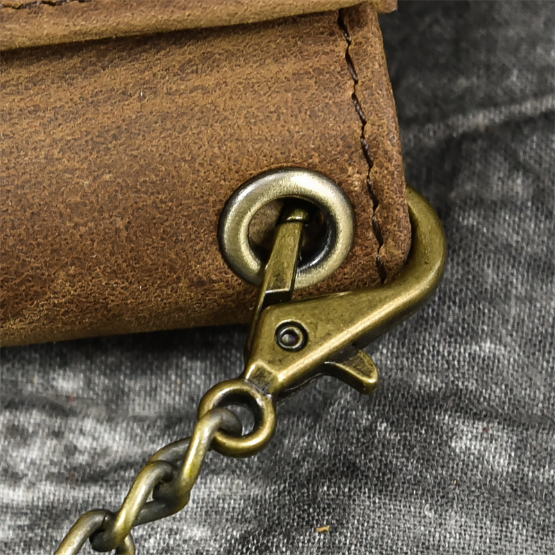 Come4buy.com-Herren-Geldbörse aus echtem Leder mit Kettenreißverschluss