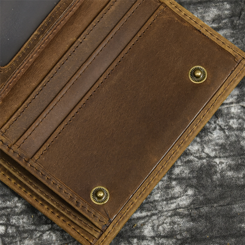 come4buy.com-Машки краток паричник од вистинска кожа со патент со синџир