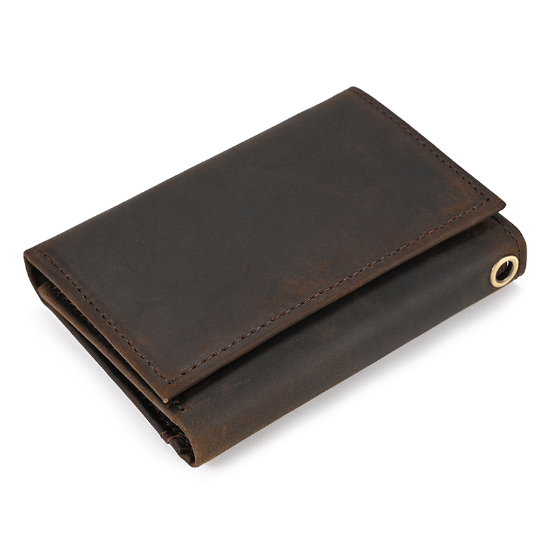 come4buy.com-Ανδρικό κοντό πορτοφόλι από γνήσιο δέρμα με φερμουάρ αλυσίδας