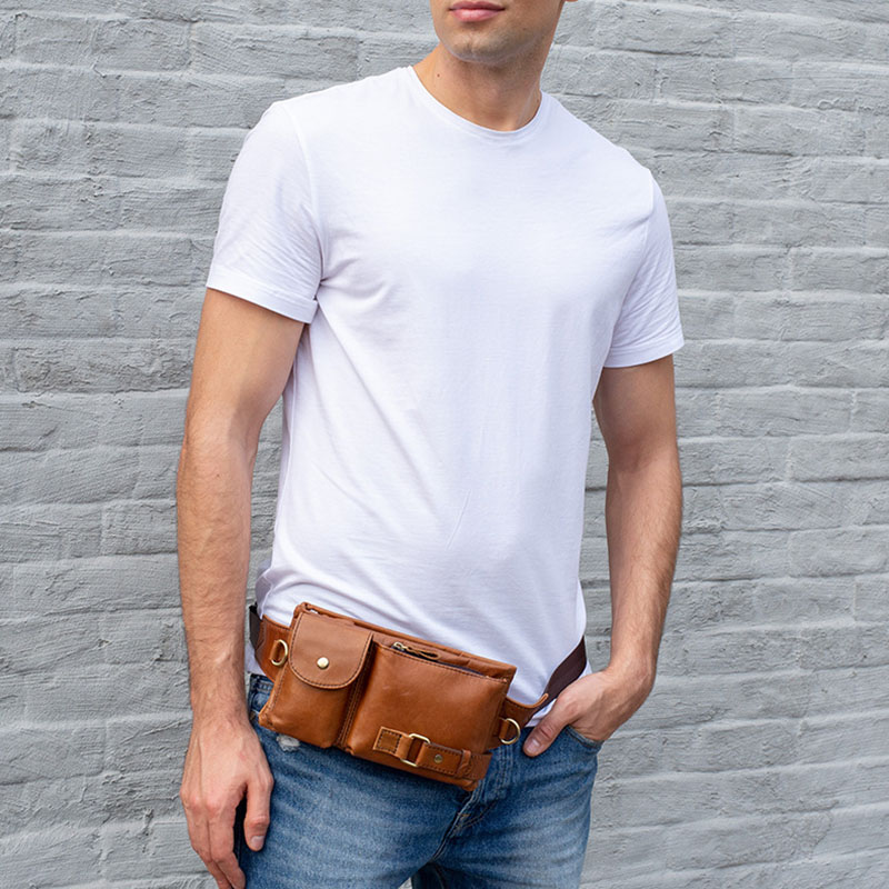 come4buy.com- 3 Layer Mini Travel Leather Pack Waist