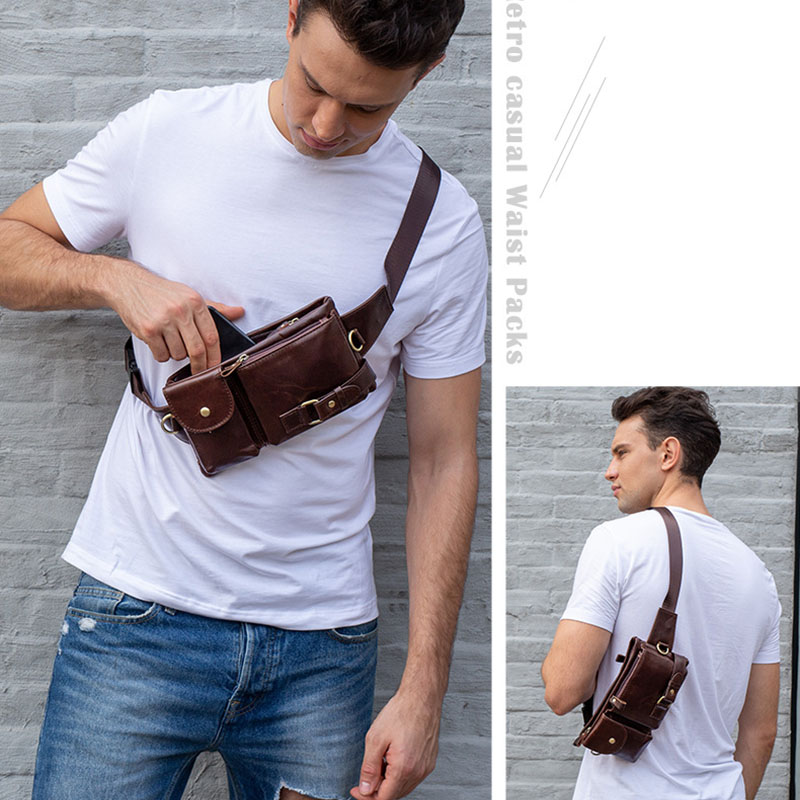 come4buy.com- 3 Layer Mini Travel Leather Waist Pack