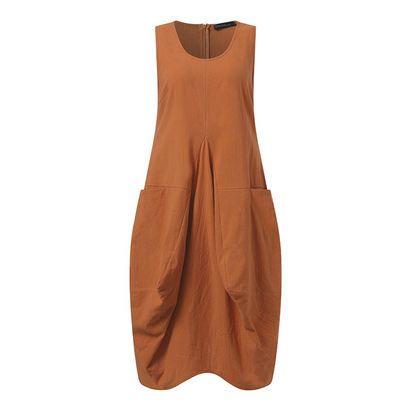 come4buy.com-Women Casual Scoop Neck Sleeveless Ruffled Mini Dress