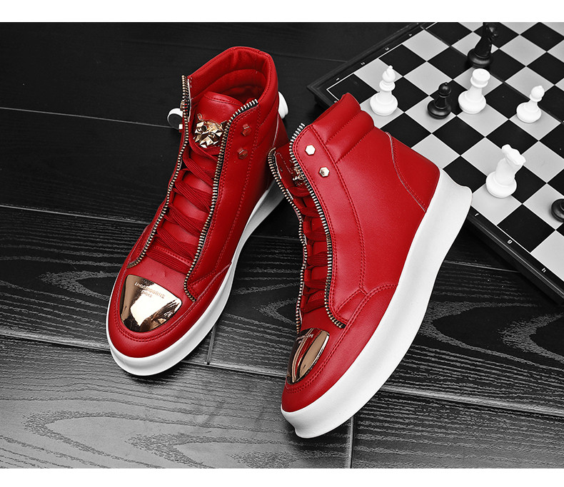 come4buy.com-Luksus Røde Sneakers Herre Flade Hip Hop Sneakers