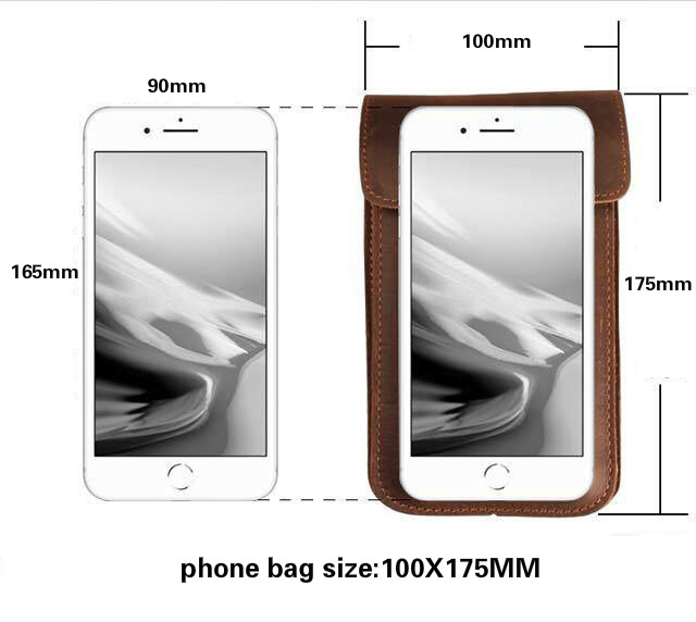 come4buy.com-Læder taljetaske hylster til iPhone Samsung posetaske 10 x 17.5 cm