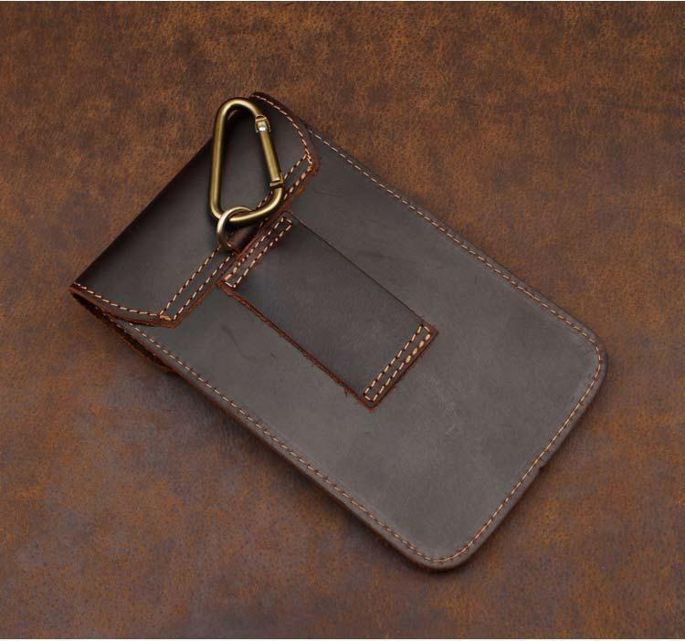 come4buy.com-Leather Waist Bag Holster for iPhone Samsung Pouch Bag 10 x 17.5cm