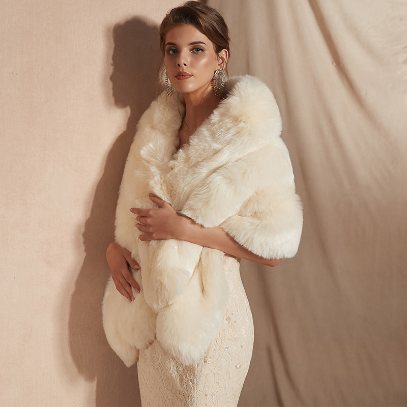 come4buy.com-Wedding Shawls Women Wraps Faux Fur Party Cloak Wraps