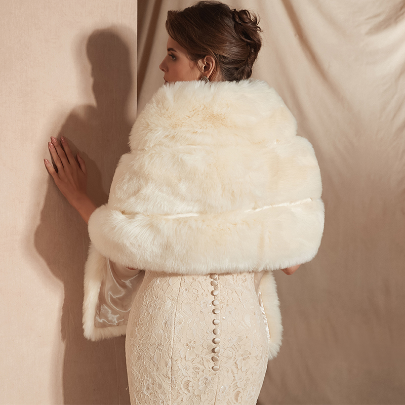come4buy.com-Wedding Shawls Women Wraps Faux Fur Party Cloak Wraps