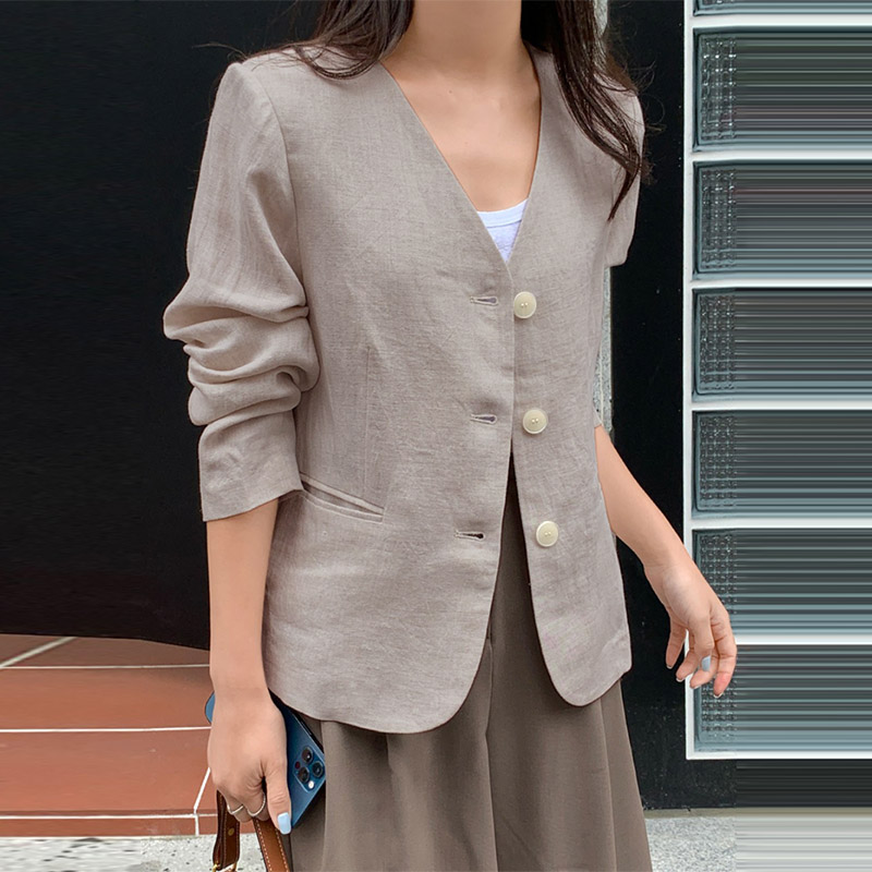 come4buy.com-Elegant Coat Sexy V Neck Button Pakaian Luar Lengan Panjang