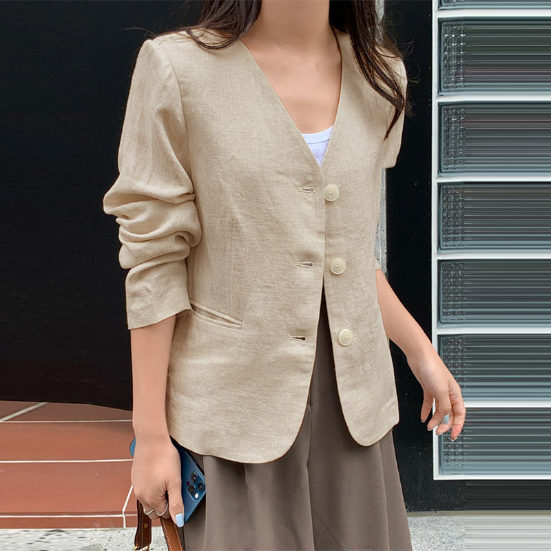 come4buy.com-Elegant Coat Sexy V Neck Button Pakaian Luar Lengan Panjang