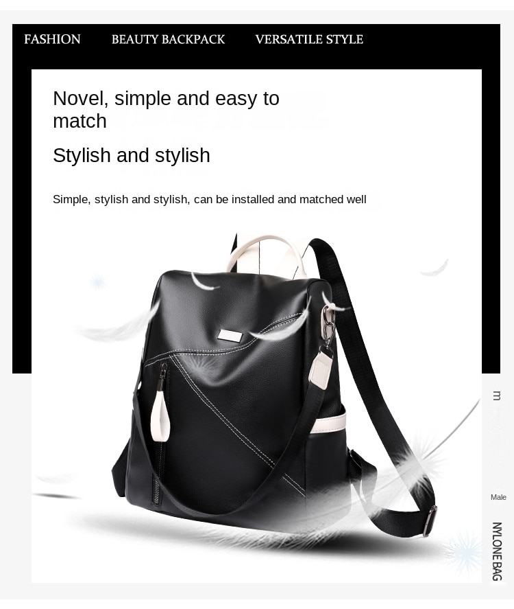 come4buy.com-Luksusowy damski plecak podróżny w kolorze czarnym, czerwonym i białym
