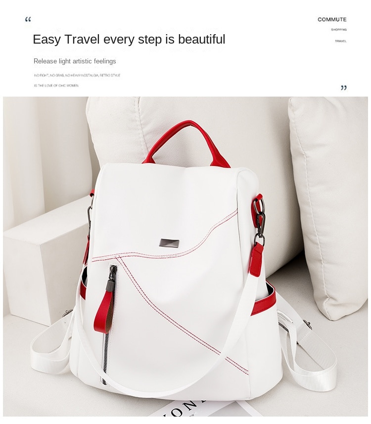 come4buy.com-Luksusowy damski plecak podróżny w kolorze czarnym, czerwonym i białym