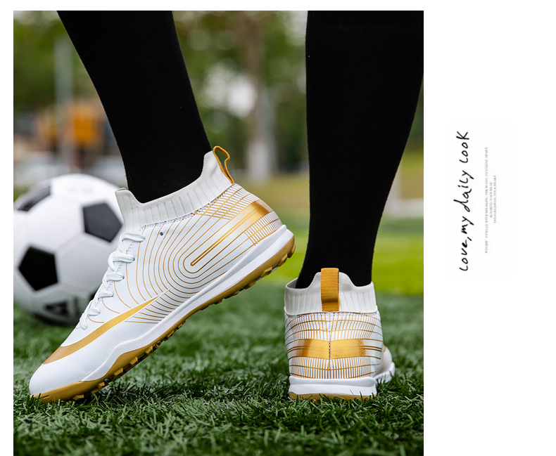 come4buy.com-Gason Soccer Shoes Kids Football Gold Cleats ak Turf Shoes