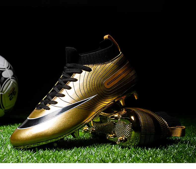 come4buy.com-男士足球鞋儿童足球金色防滑钉和草皮鞋