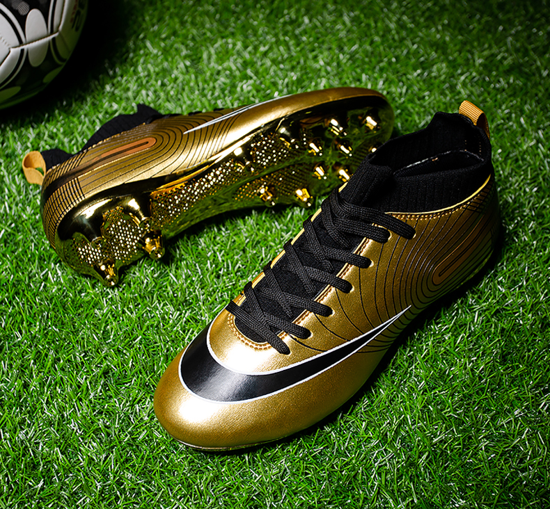 come4buy.com-Men Soccer Shoes Kids Football Gold Cleats and Turf Shoes