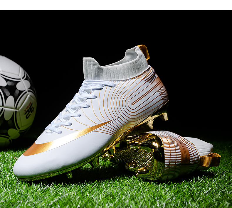 come4buy.com-Men Soccer Shoes Kids Football Gold Cleats and Turf Shoes