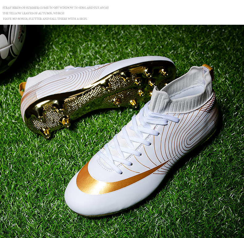come4buy.com-Sepatu Sepak Bola Anak-anak Sepak Bola Emas Cleats lan Sepatu Turf