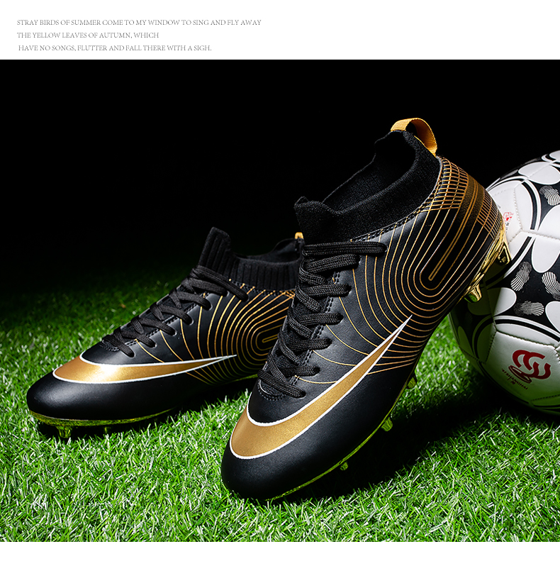 come4buy.com-Sepatu Sepak Bola Anak-anak Sepak Bola Emas Cleats lan Sepatu Turf