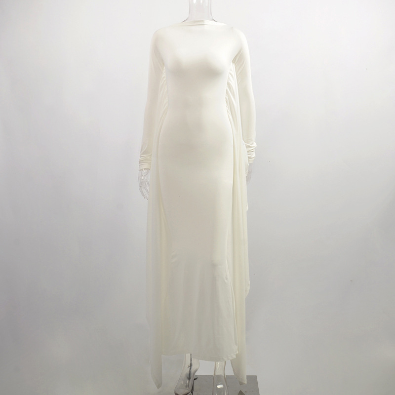 come4buy.com- Elegant Fall Long Sleeve Crewneck Skinny Soft Maxi Dress