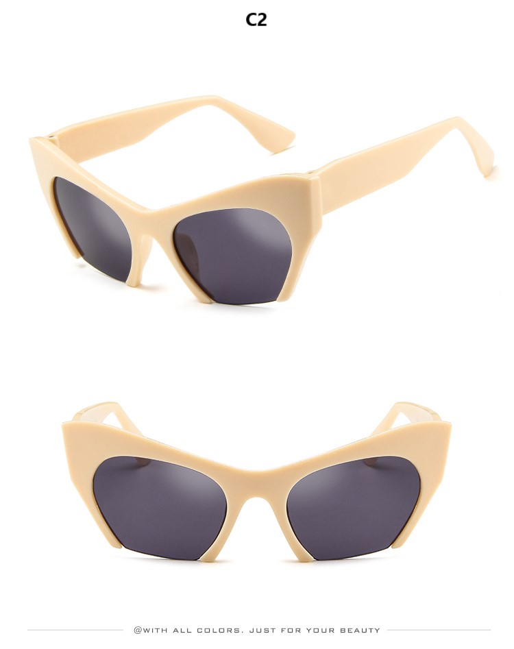 come4buy.com-Ретро дамски слънчеви очила с полурамка с котешко око