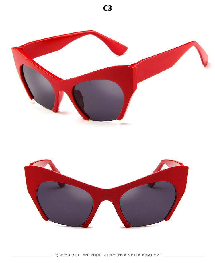 come4buy.com-Retro Cat Eye Transparent Half Frame Sunglasses សម្រាប់ស្ត្រី