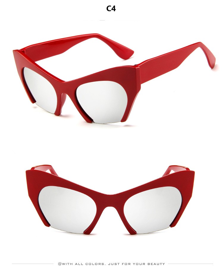 come4buy.com-Gafas de sol de medio marco transparente ollo de gato retro para mulleres