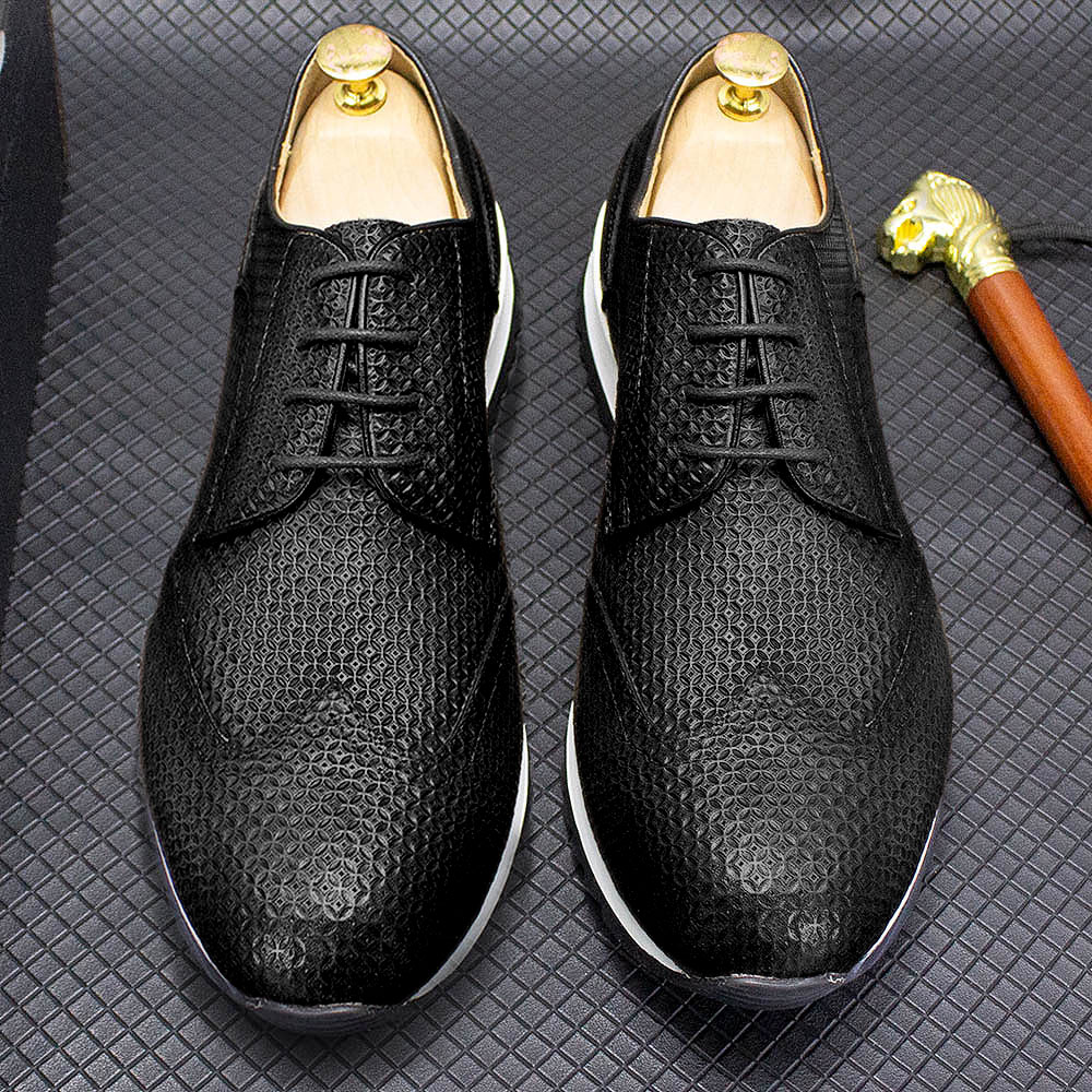 come4buy.com-Luxury Sneakers Genuine Leather Lace-Up Wingtip Derby Flat