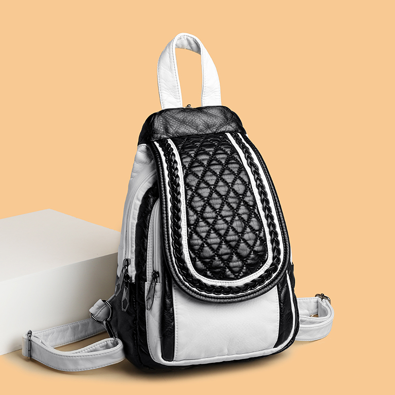 come4buy.com-Stylish Fashion Women Backpack Faux Weave Leather