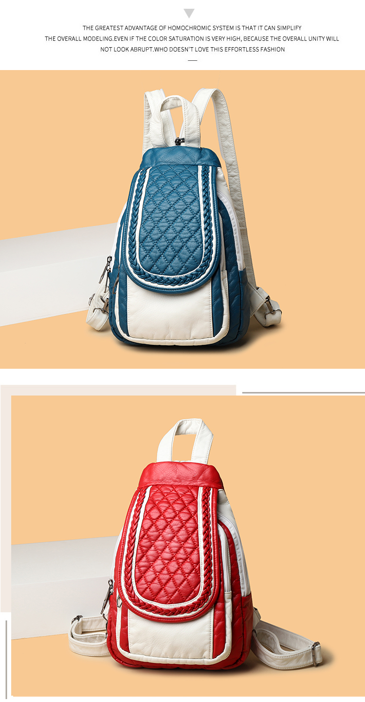 come4buy.com-Stylish Fashion Women Backpack Faux Texere Leather