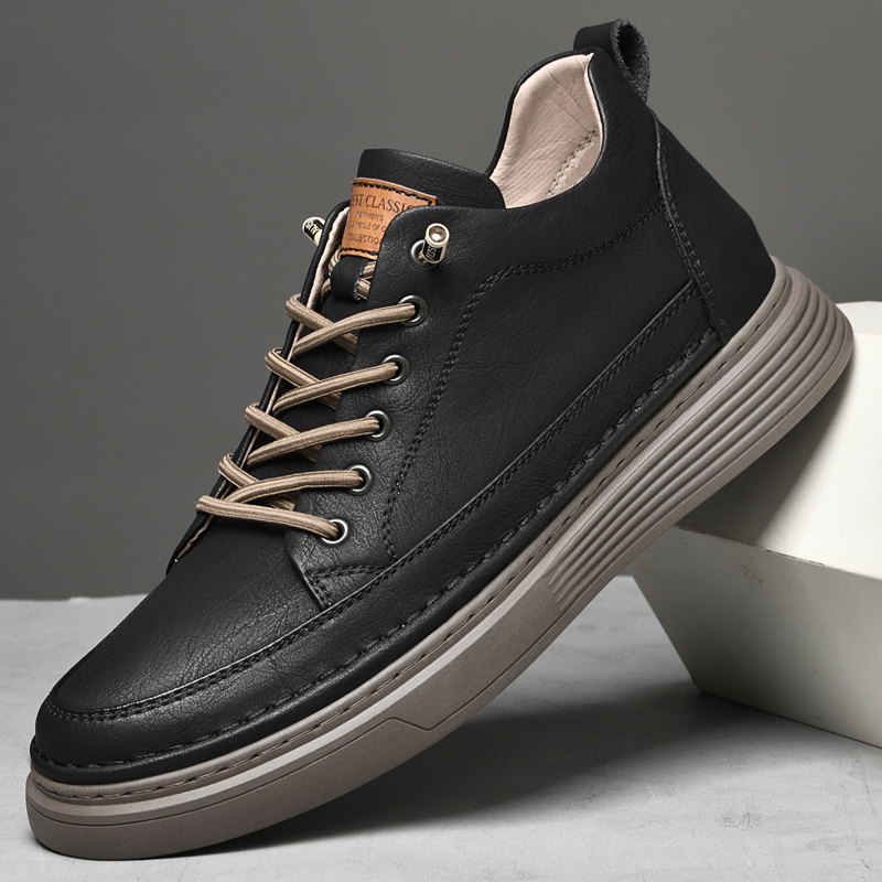 come4buy.com-Genuine Leather Height Increase Men Sneakers Sport Shoes