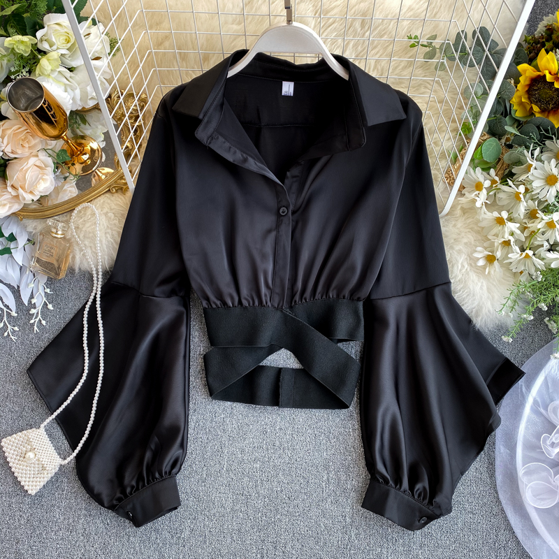 come4buy.com-Casual White Long Sleeve Turn-Down Collar Shirt