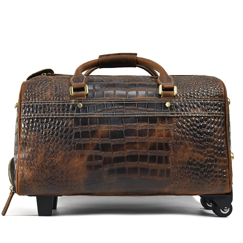 come4buy.com-Large Leather Capacity Trolley Bag Hand Luggage Bag