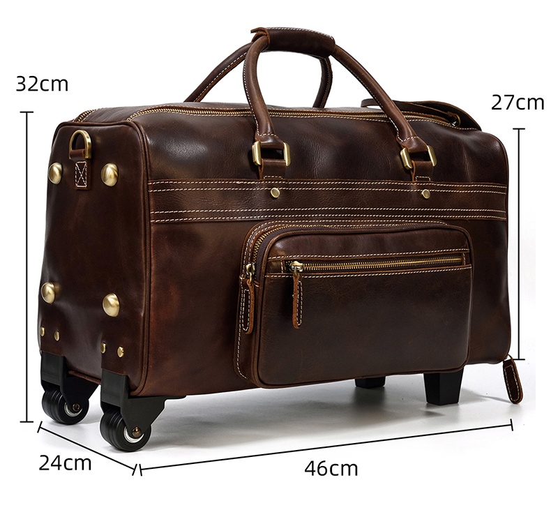 come4buy.com-Genuine Leather Hand Luggage Travel Bag Rollers Handbags