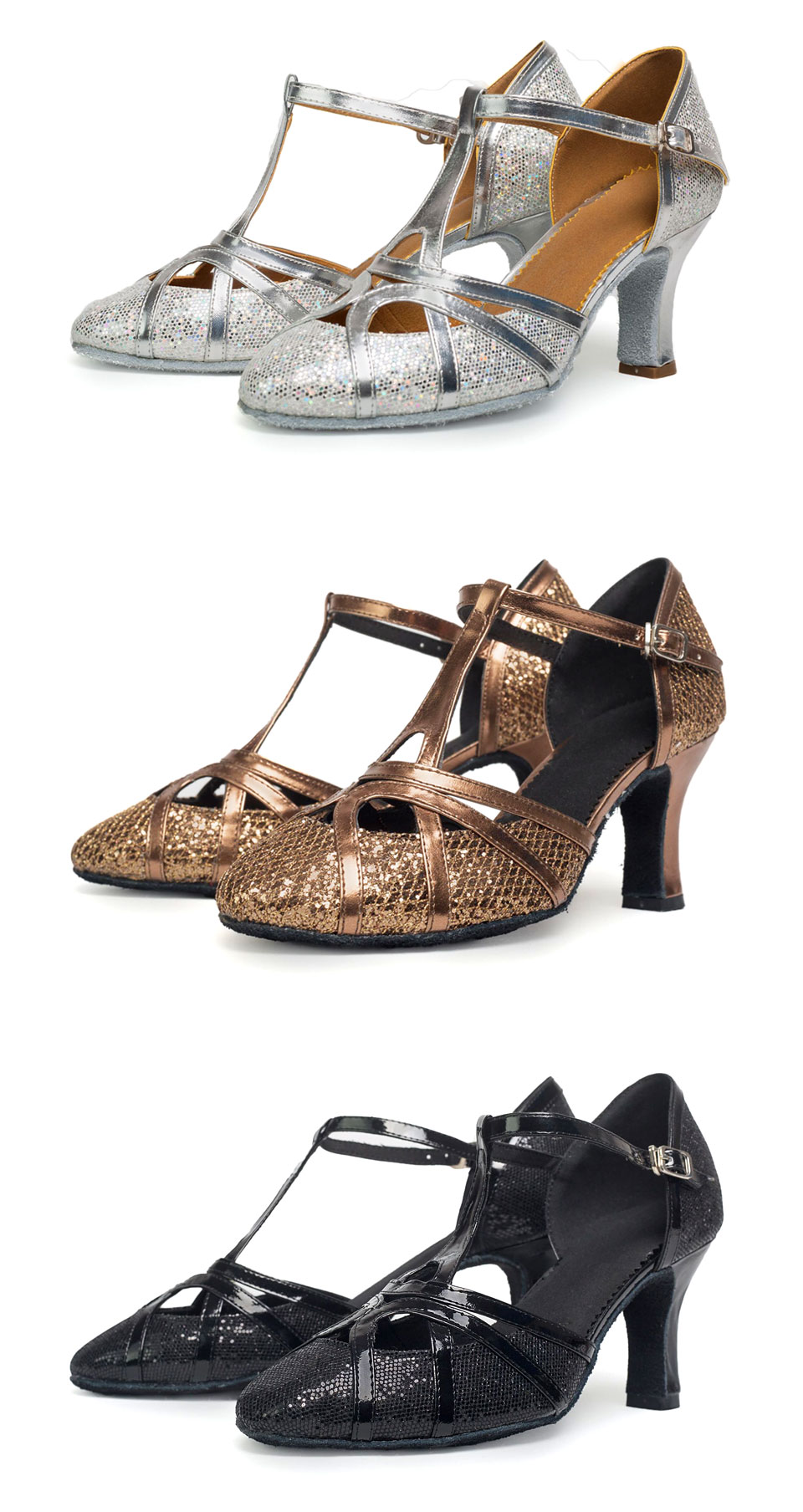 come4buy.com-Chaussures de danse Salsa à paillettes pour femmes, chaussures de danse latine