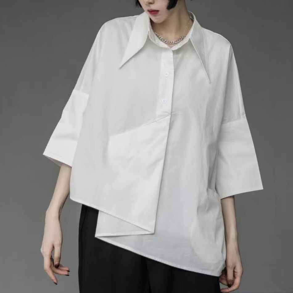 come4buy.com - Camisa feminina preta e branca exclusiva, tops soltos