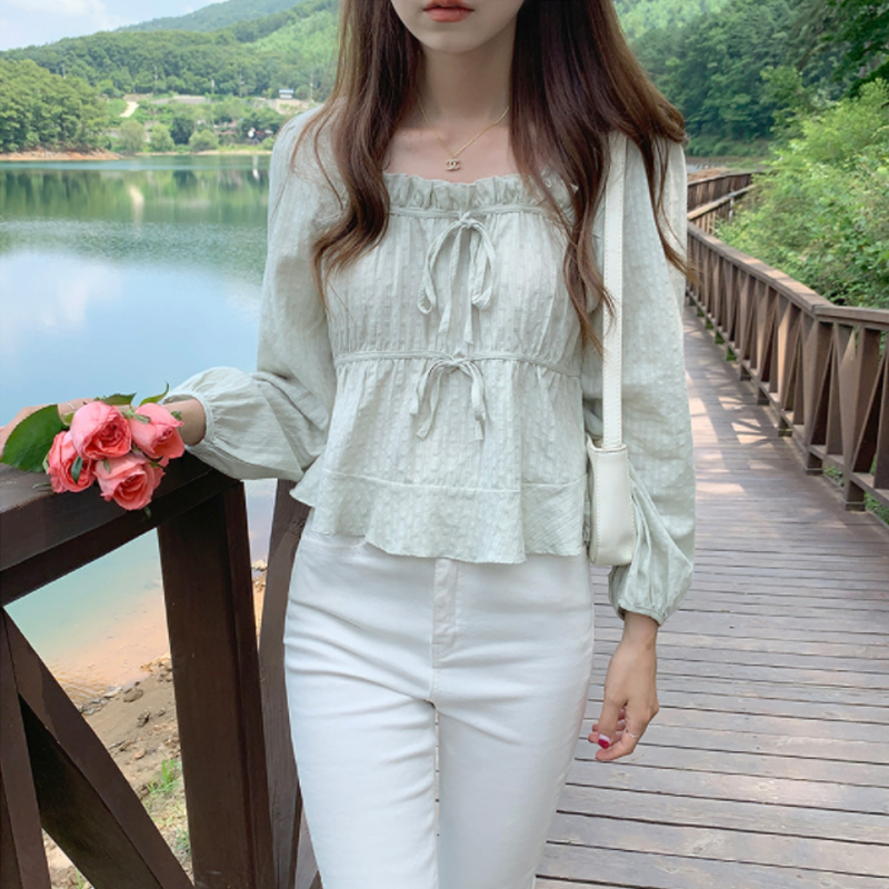 come4buy.com-Linen Cotton Shirt Tops Casual Girls White Blouse