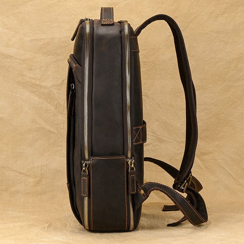 come4buy.com-Чоловічий двошаровий шкіряний рюкзак Crazy Horse в стилі ретро