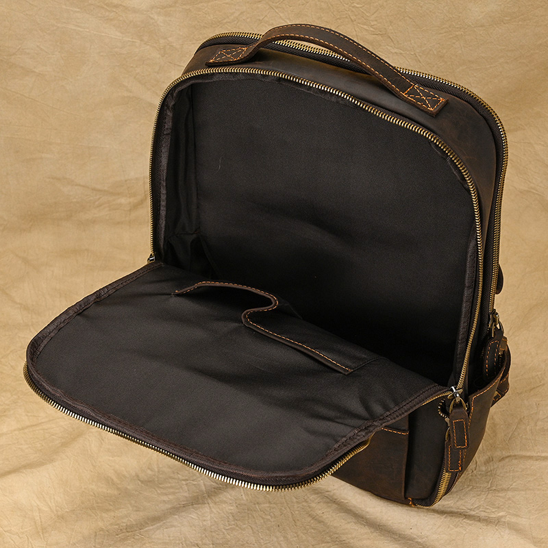 Come4buy.com-حقيبة ظهر جلدية مزدوجة الطبقات للرجال من Crazy Horse