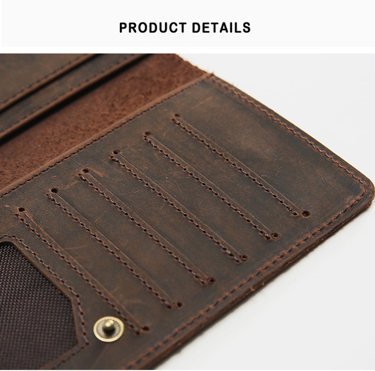 come4buy.com-Long Wallet For Men Vintage Crazy Horse Leather