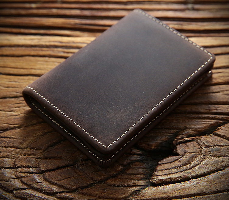 come4buy.com-Leather Business ID Case သေးငယ်သော Slim ပိုက်ဆံအိတ်