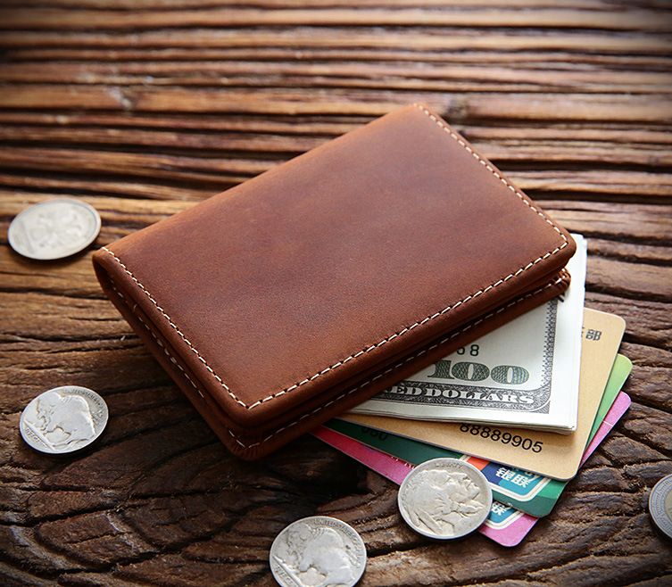 come4buy.com-Կաշվե բիզնես ID պատյան Փոքր բարակ դրամապանակ