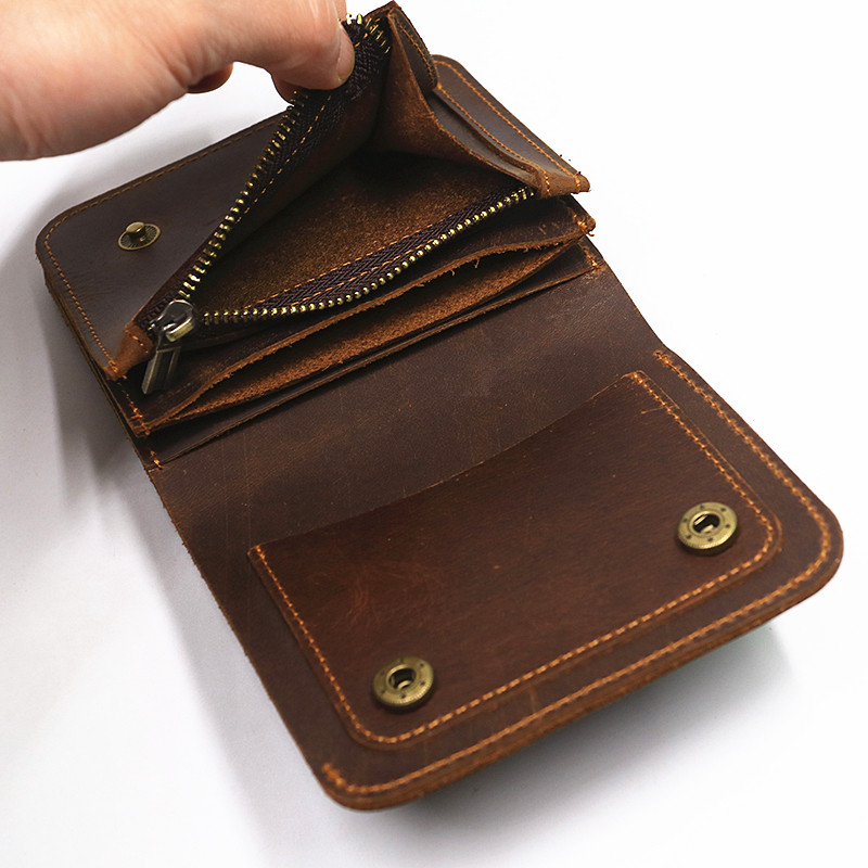 come4buy.com-Krátké peněženky z hovězí kůže pro muže na zip