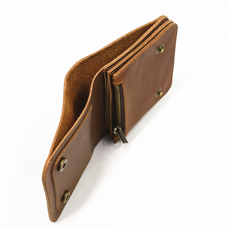 come4buy.com-Krátke peňaženky z hovädzej kože pre mužov na zips