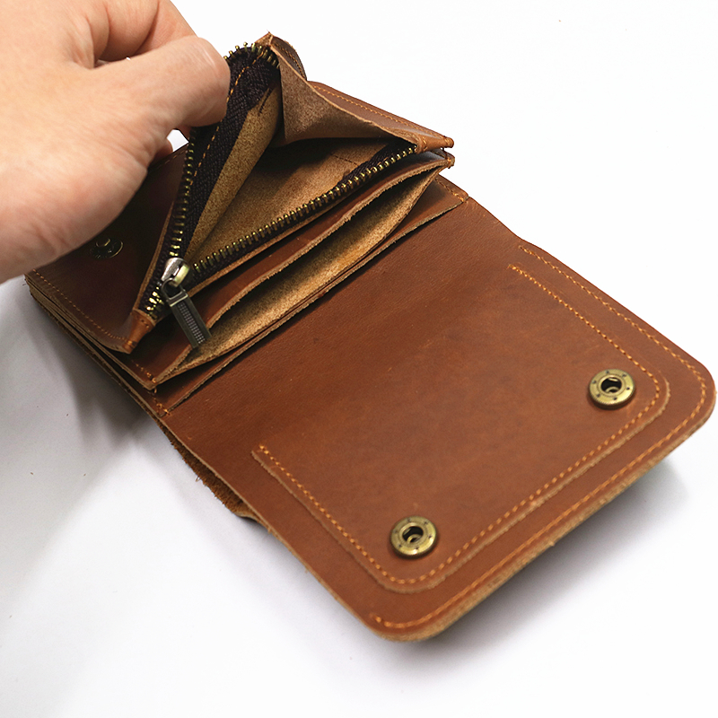 come4buy.com-Krótkie portfele męskie ze skóry bydlęcej, zapinane na zamek