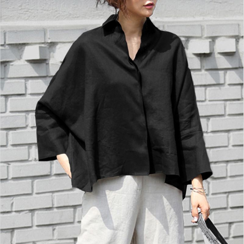 come4buy.com-Trendy Long Sleeve Shirts Women Blouse Lapel