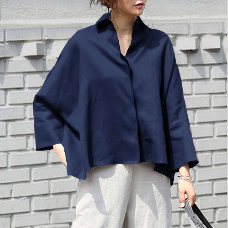 come4buy.com-Trendy Long Sleeve Shirts Women Blouse Lapel