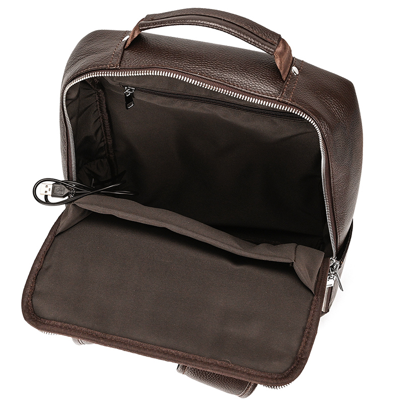 come4buy.com-Black Cow Leather Laptop Backpack for Men