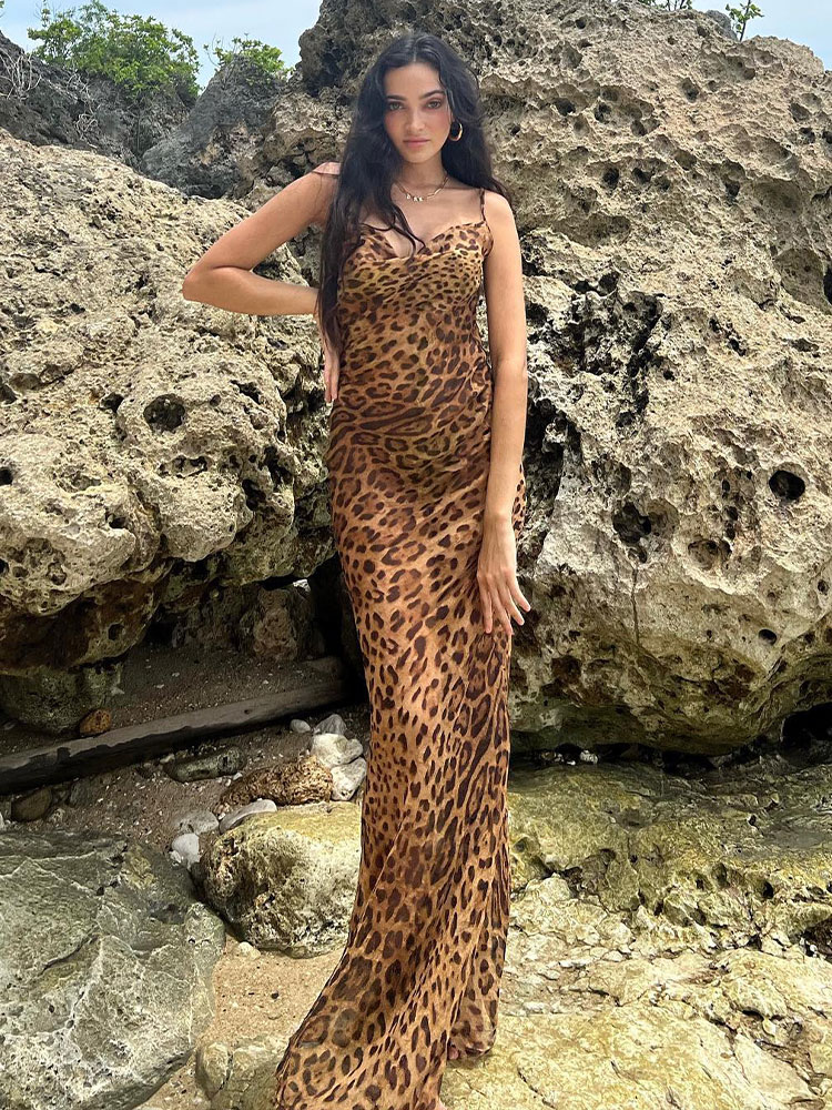come4buy.com-Party Dresses Leopard Long Sundress Maxi Dress